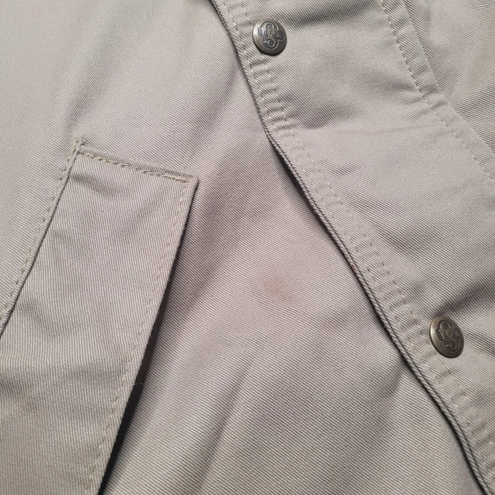 Schaefer Outfitter Jacket XL Beige Lodge Cruiser Canvas Leather Collar Western
